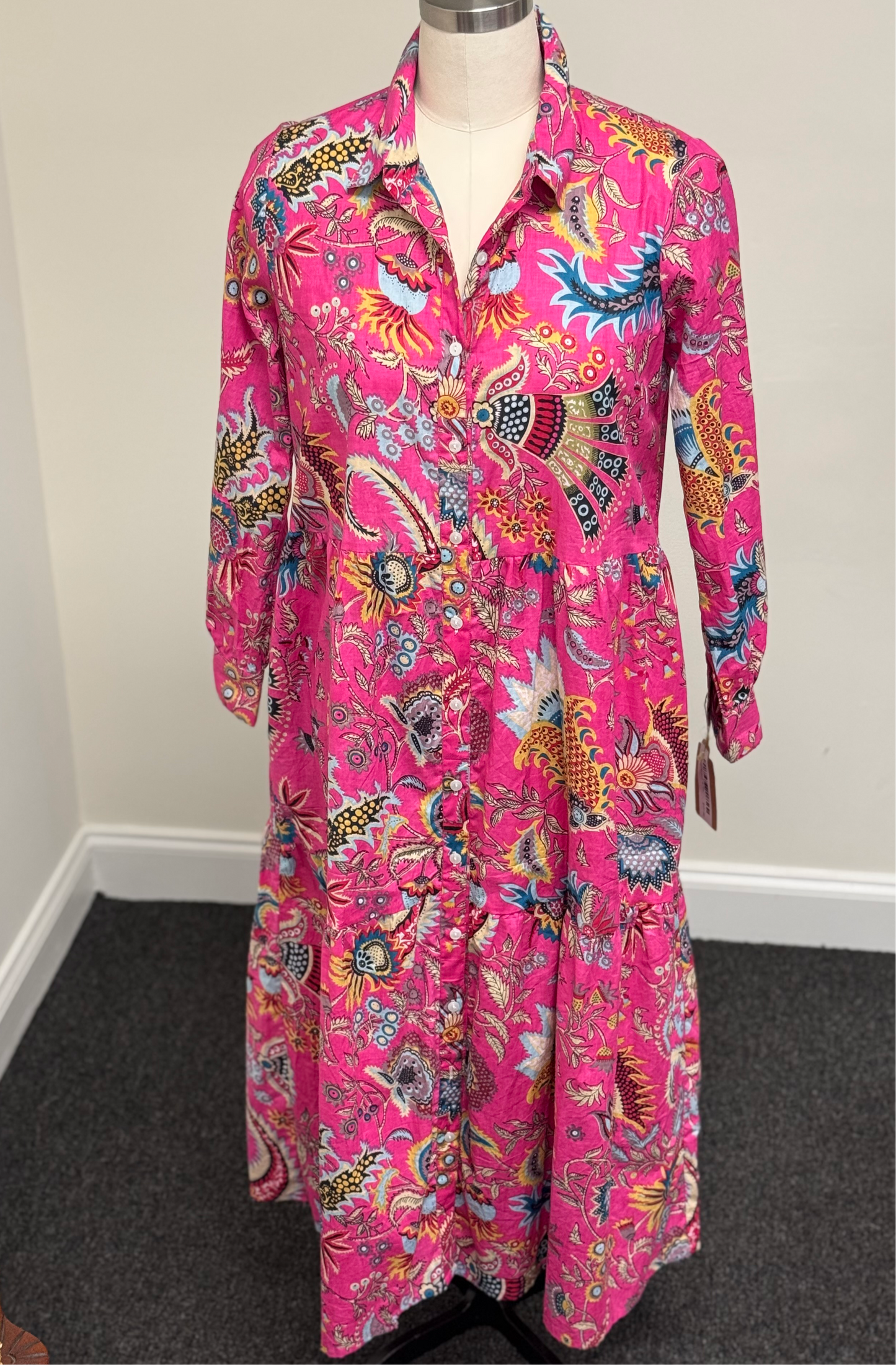 Tiered Button Down DANA Maxi Dress with Collar