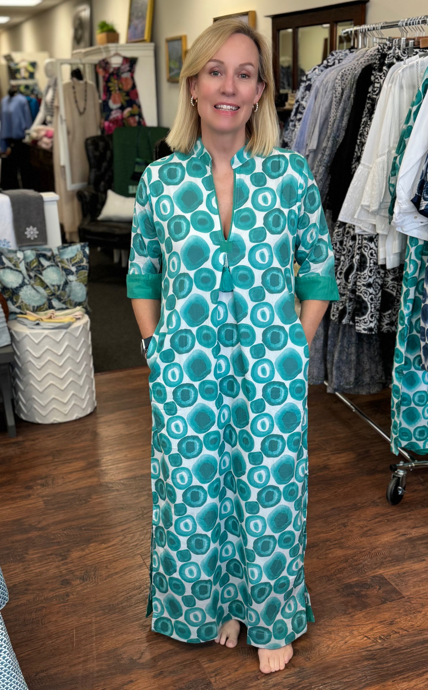 Maxi Amelia Dress in Teal Watercolor