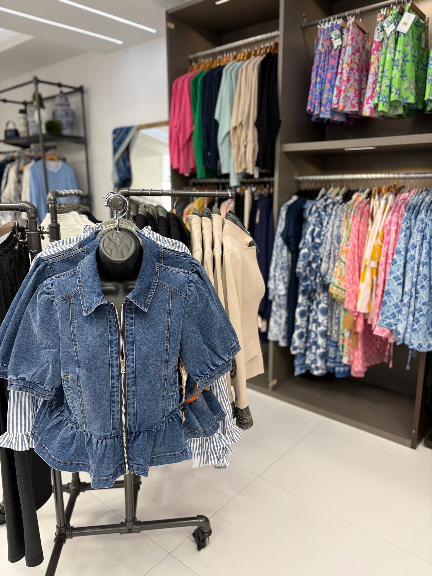 Delancey Peplum Denim Jacket with Zipper