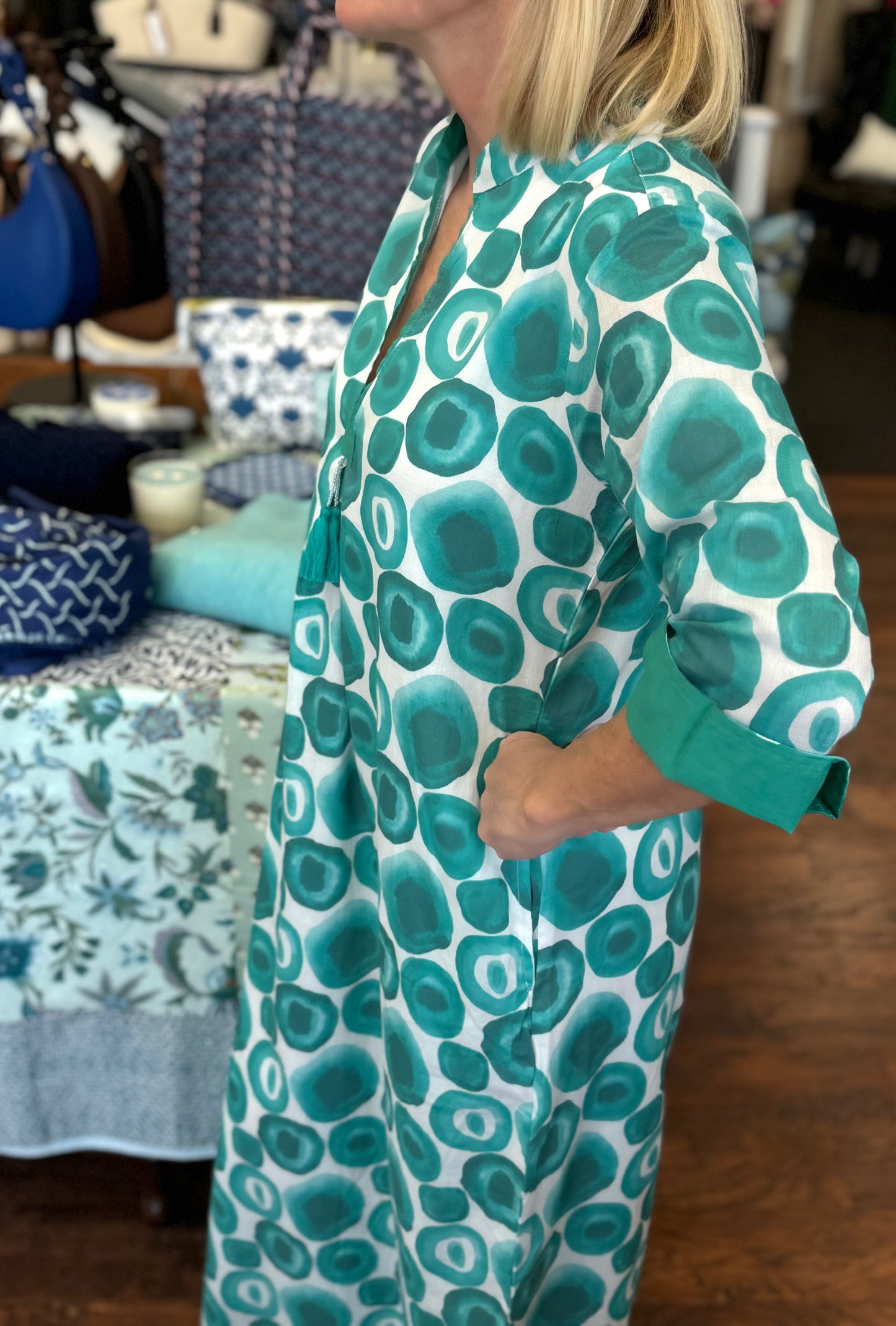 Maxi Amelia Dress in Teal Watercolor