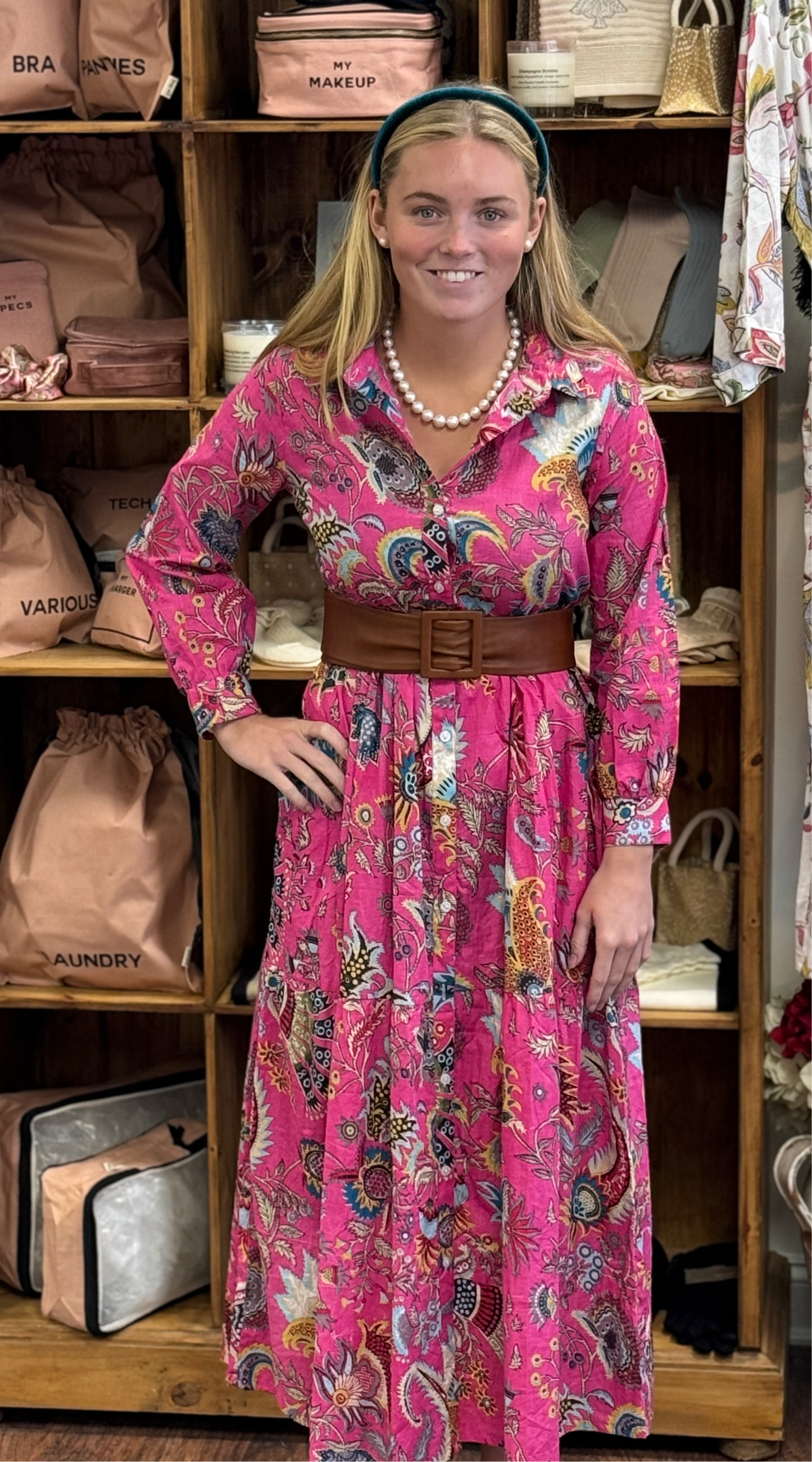 Tiered Button Down DANA Maxi Dress with Collar