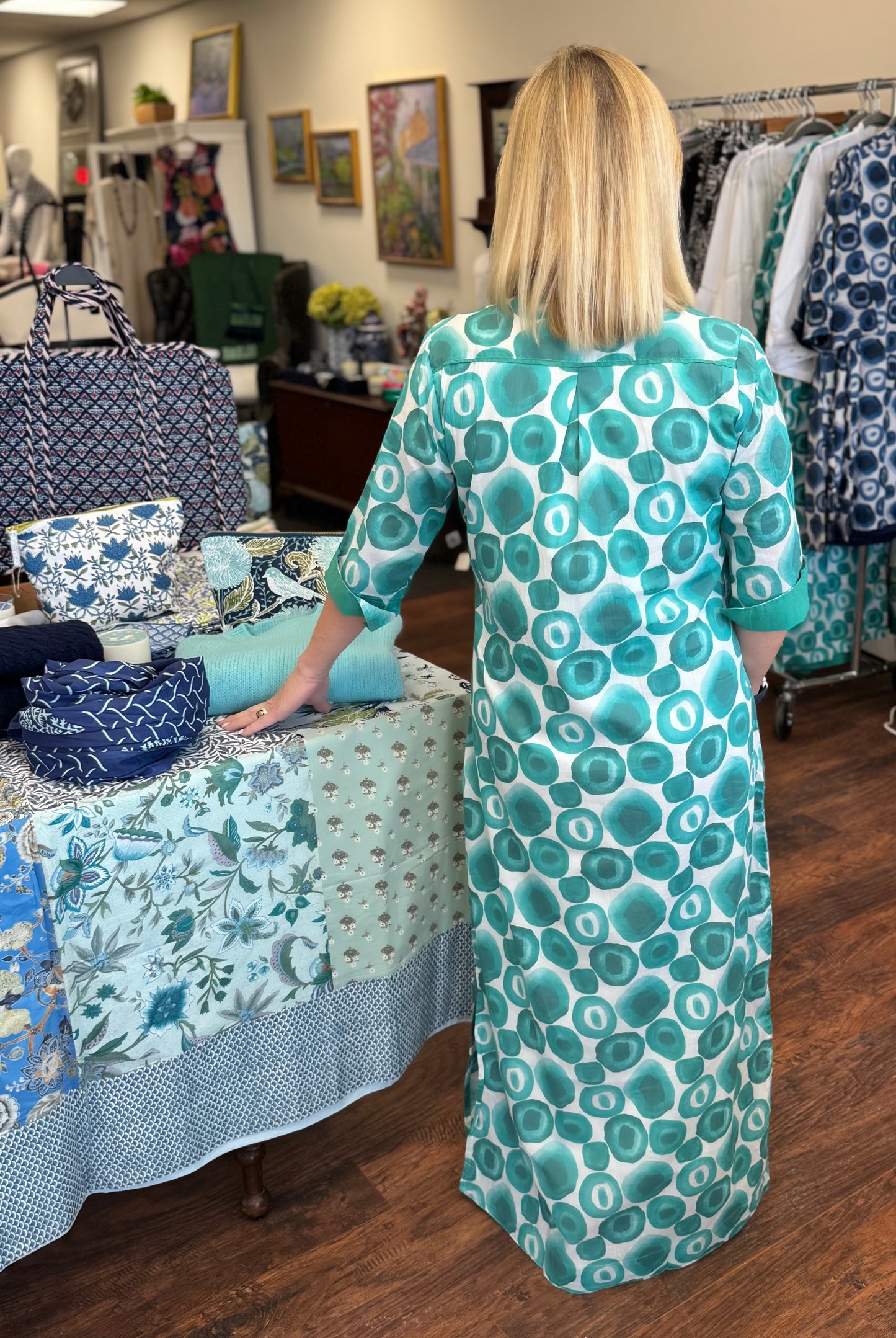 Maxi Amelia Dress in Teal Watercolor