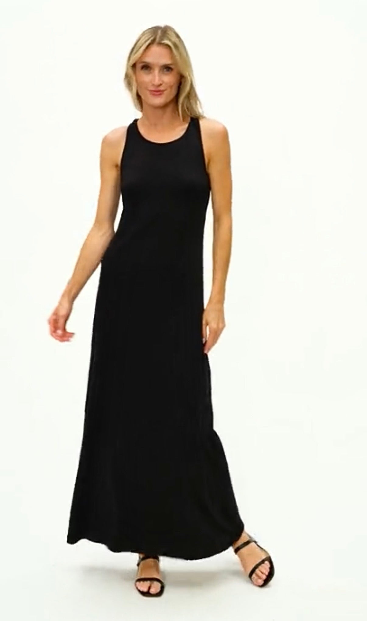 Long Black Twist Back Dress