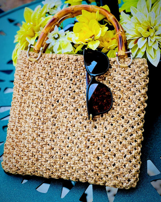 Handmade Jute and Bamboo Handbag
