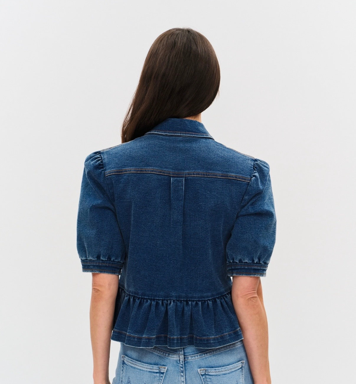 Delancey Peplum Denim Jacket with Zipper