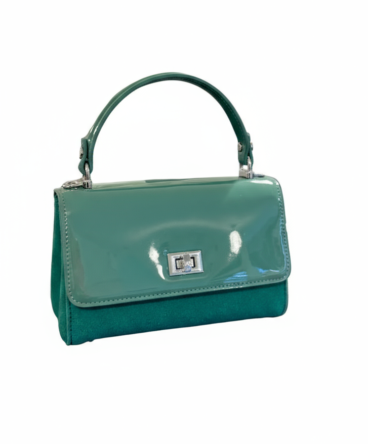 Hand Made Patent Leather and Suede Crossbody or Hand Bag