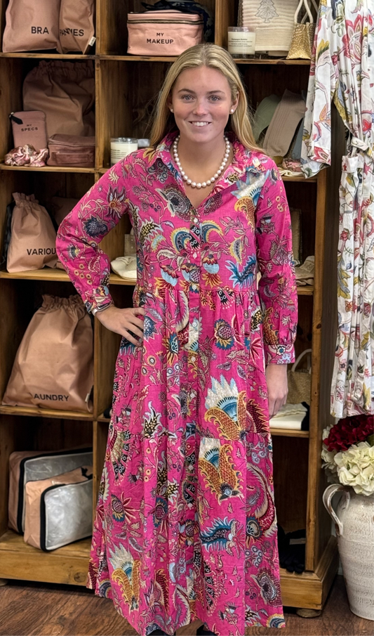 Tiered Button Down DANA Maxi Dress with Collar