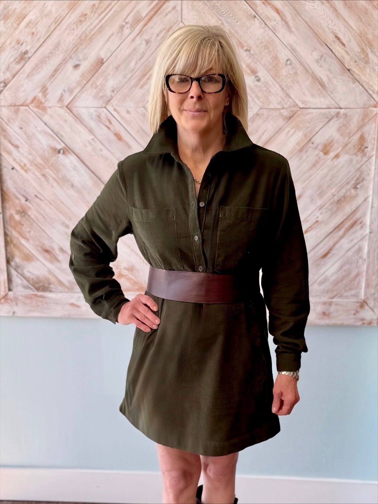 Suzy Mini Dress in Micro Corduroy