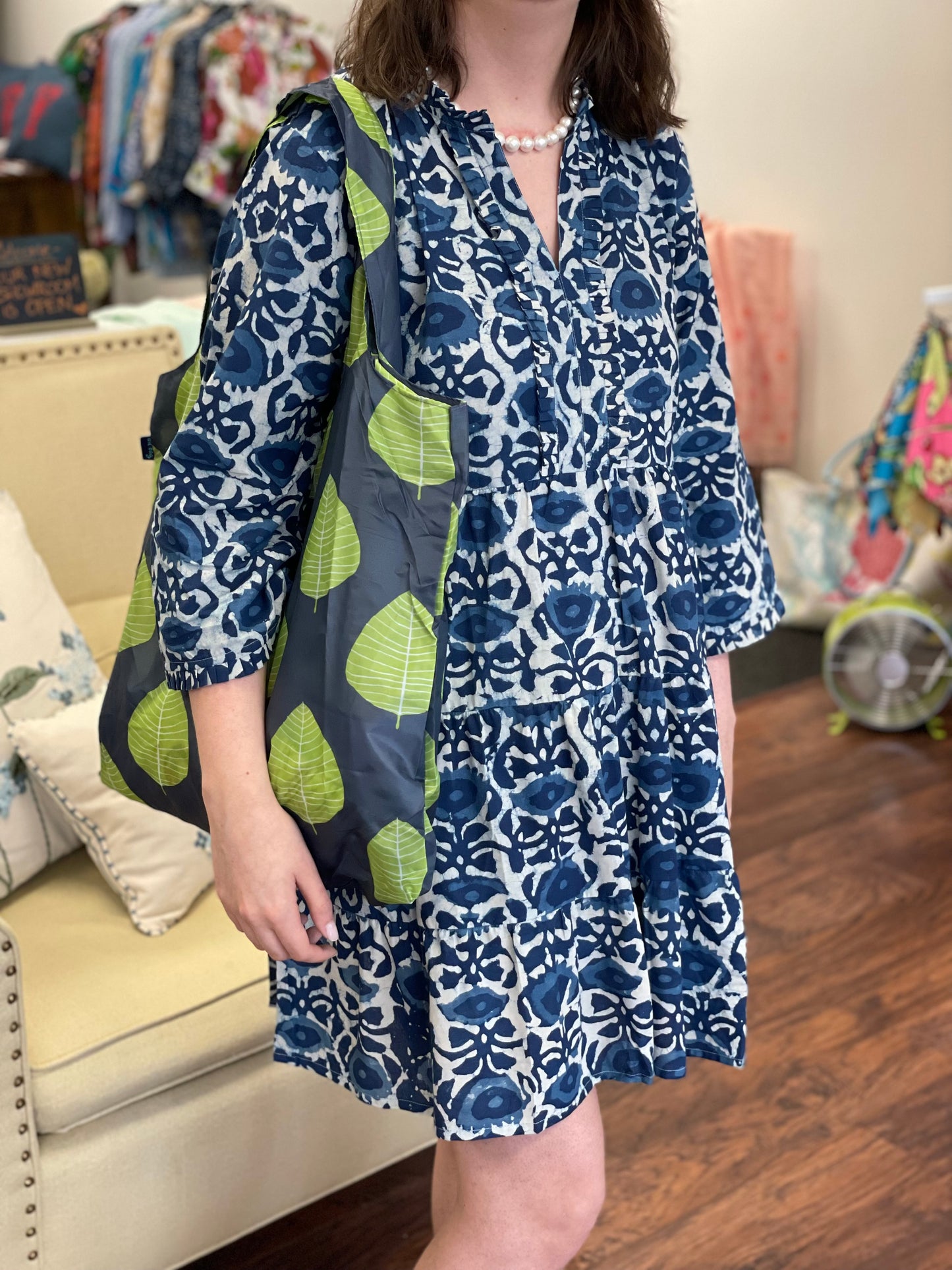Charlotte Tiered Short Dress with 3/4 Sleeve