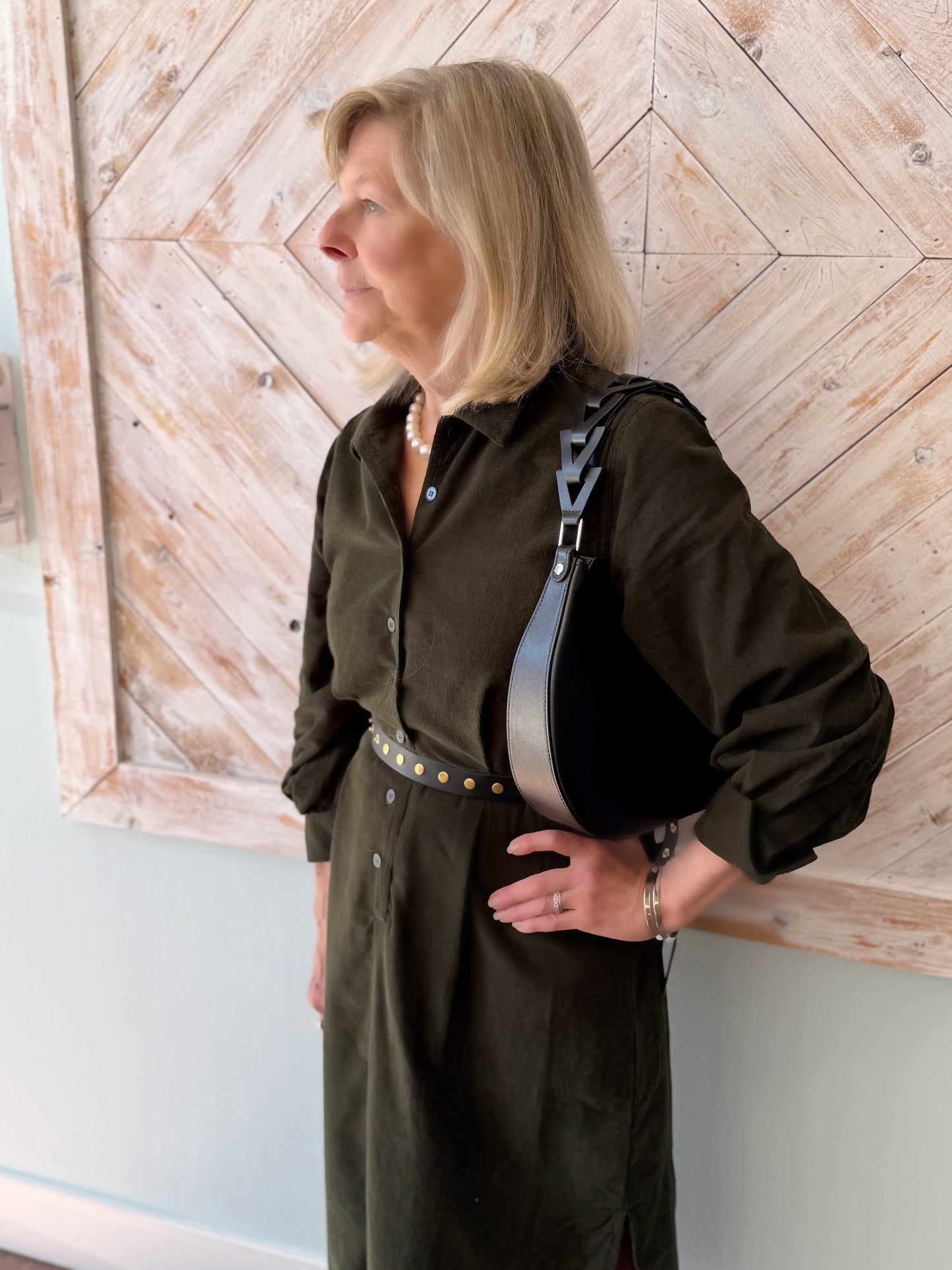 Joy Dress with Belt in Micro Corduroy