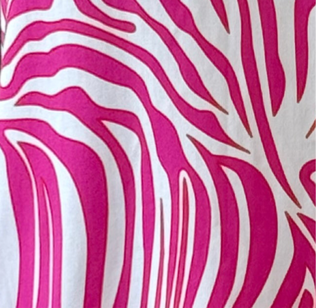 Pink Zebra Viscose Shift Dress with Bell Sleeve