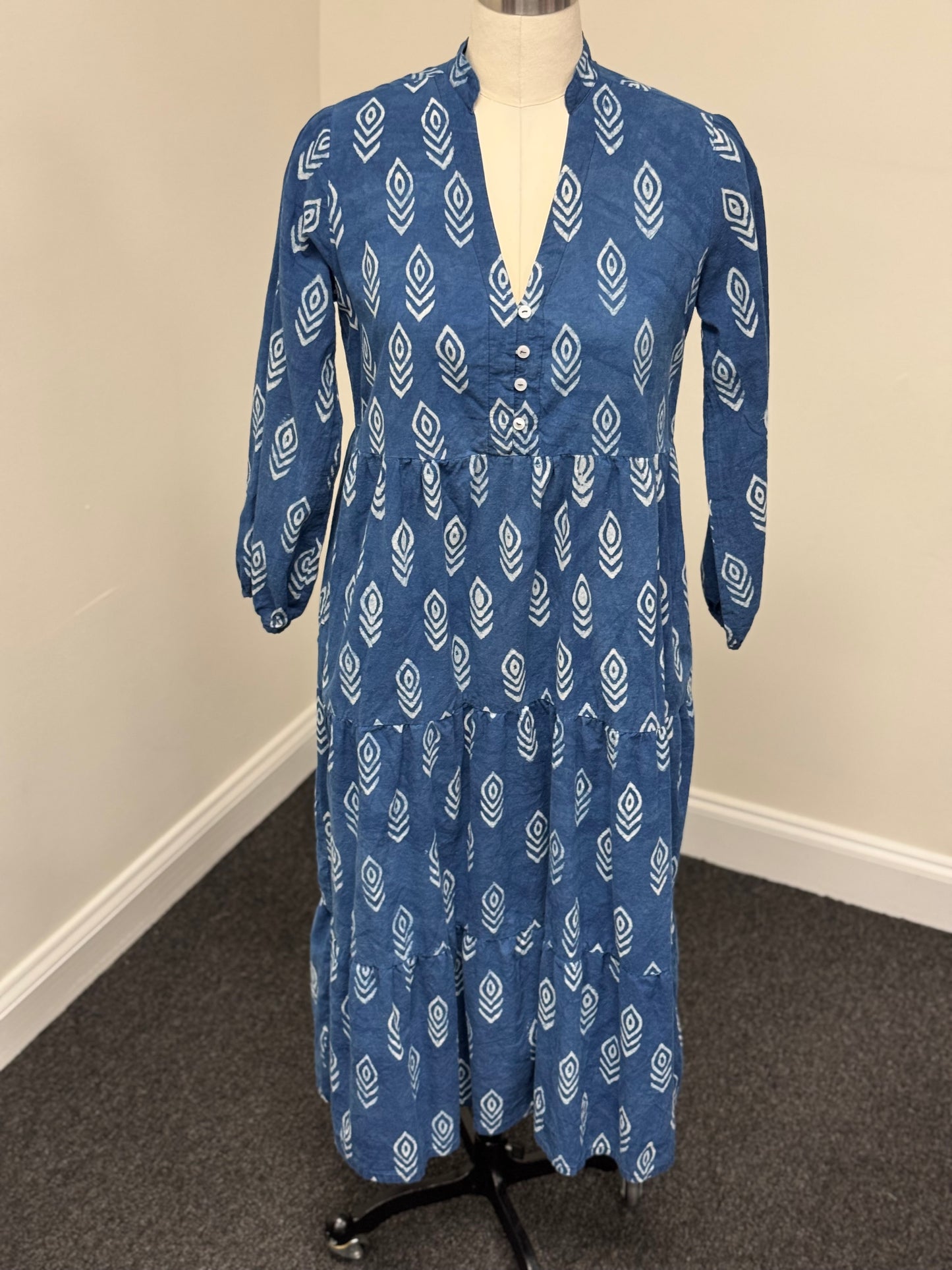Oakley Maxi Dress in Indigo Arrows