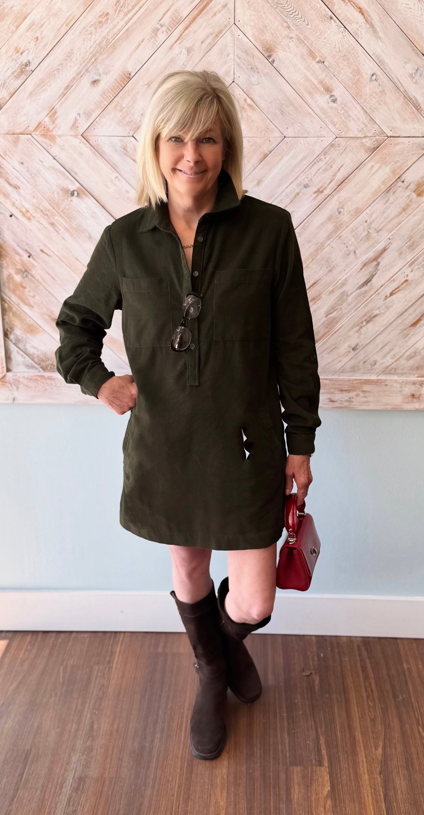 Suzy Mini Dress in Micro Corduroy