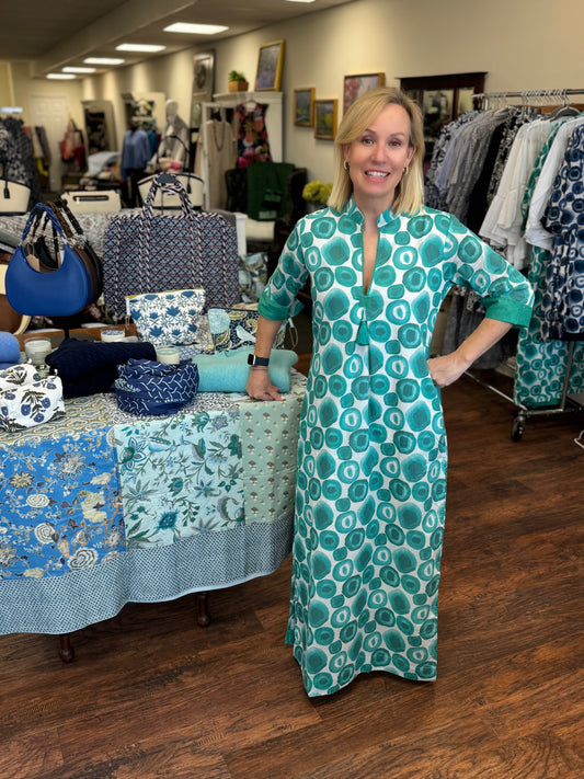 Maxi Amelia Dress in Teal Watercolor