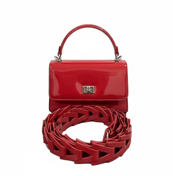 Hand Made Patent Leather and Suede Crossbody or Hand Bag