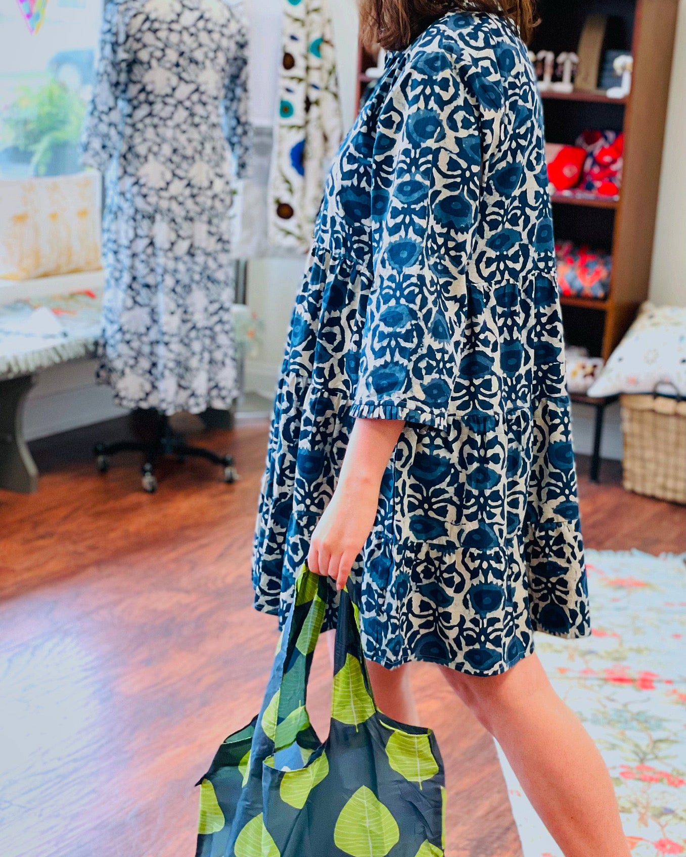 Charlotte Tiered Short Dress with 3/4 Sleeve