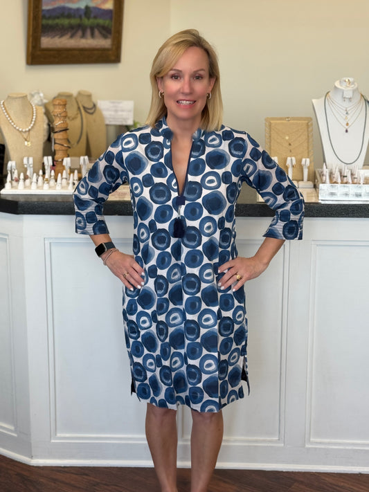 Amelia Dress in Navy Watercolor