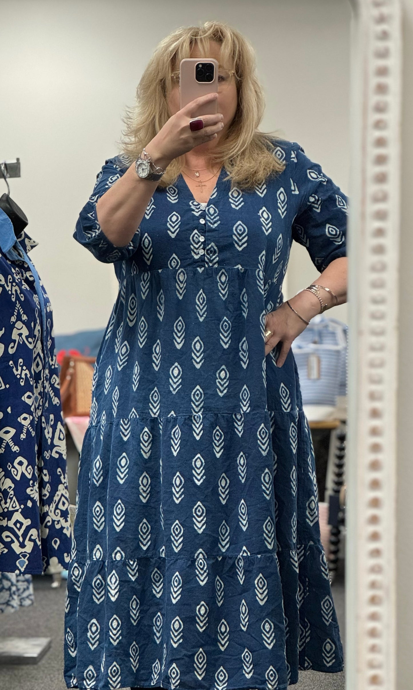 Oakley Maxi Dress in Indigo Arrows