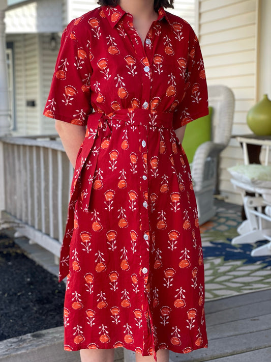Collared Kate Button-down Dress, Floral Variety