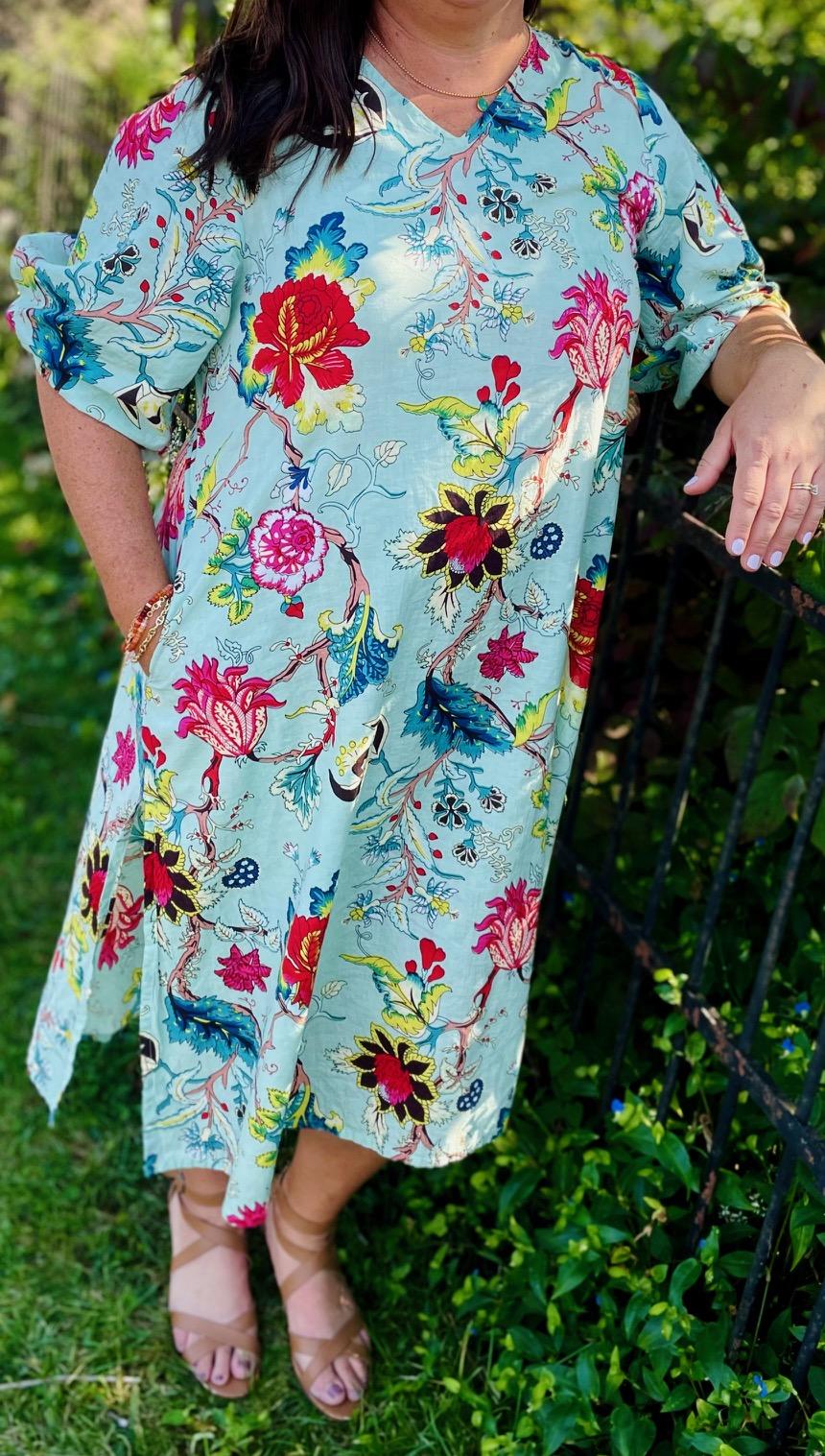 Made to Order BB Dress choose you Color in Floral on the Vine Hand Block Pattern
