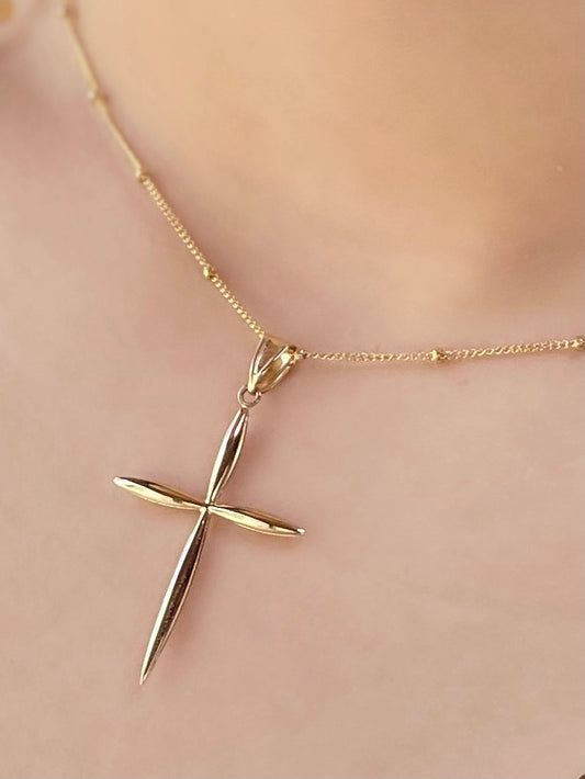 Solid 14K Gold Cross Pendant Only