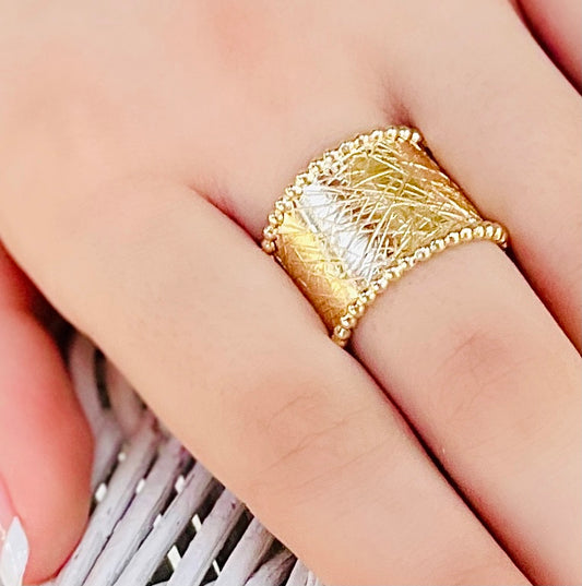 Gold Filled Ring Wide Textured