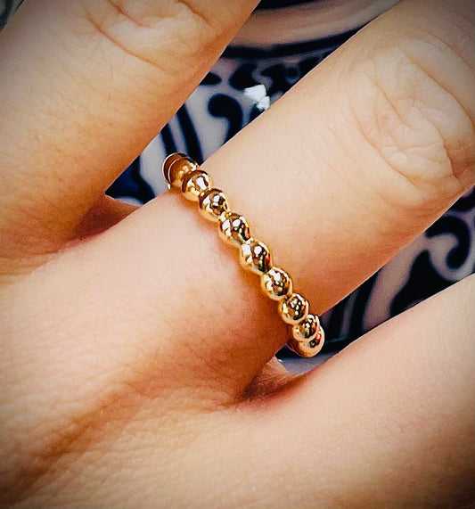 Gold Filled Ring 3mm Stackable Beaded Ball
